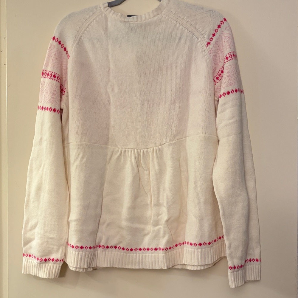3 for 25! Basic Editions Women’s Cream and Pink Patterned Sweater, size L‎ - Picture 5 of 6